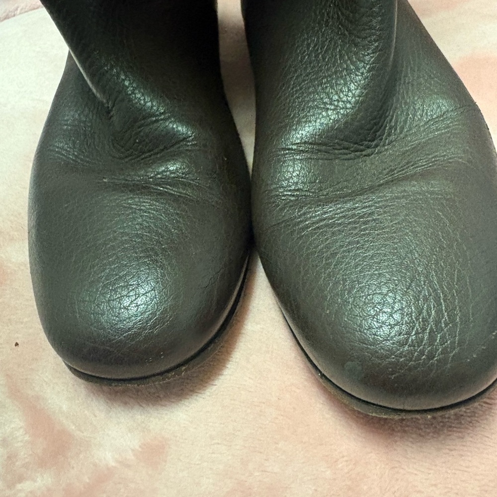 Gucci Dark Brown Leather Mid-Calf Heeled Boots with Silver Buckle - Picture 8 of 12